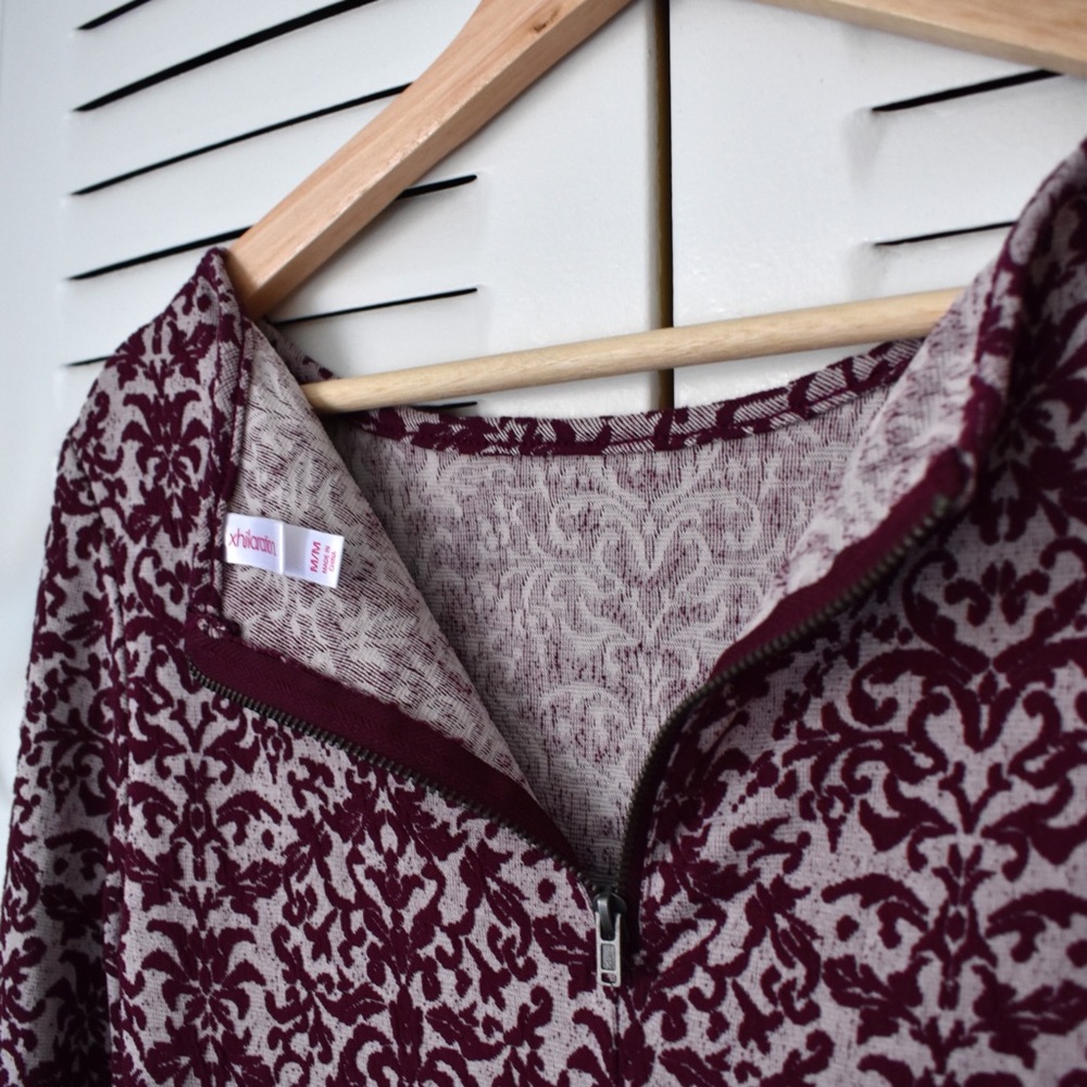 Xhilaration Fitted Patterned Dress | Maroon - Picture 8 of 8
